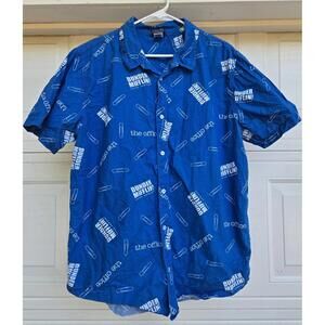 The Office TV Show Blue Button Down SS Shirt Dunder Mifflin XL Pocket
